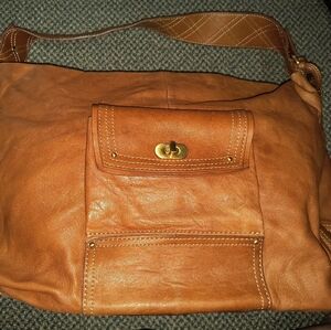 Liz Claiborne Brown Leather w/ Gold Hardware Handbag